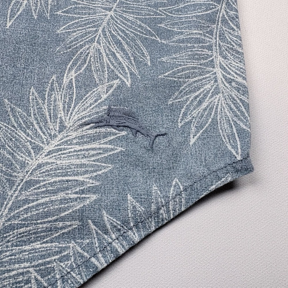Tommy Bahama Men's Medium Palm Leaf Print Button-Down LT Blue Shirt ST326961TX - Picture 4 of 9